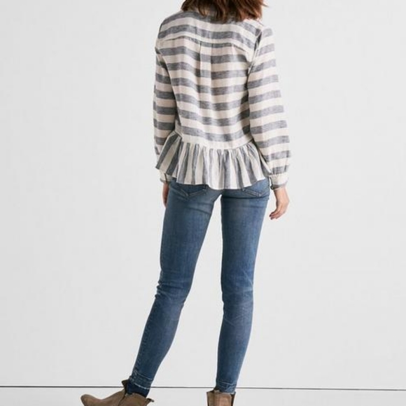 LUCKY BRAND LONG SLEEVE STRIPED PEPLUM TOP - Picture 5 of 8